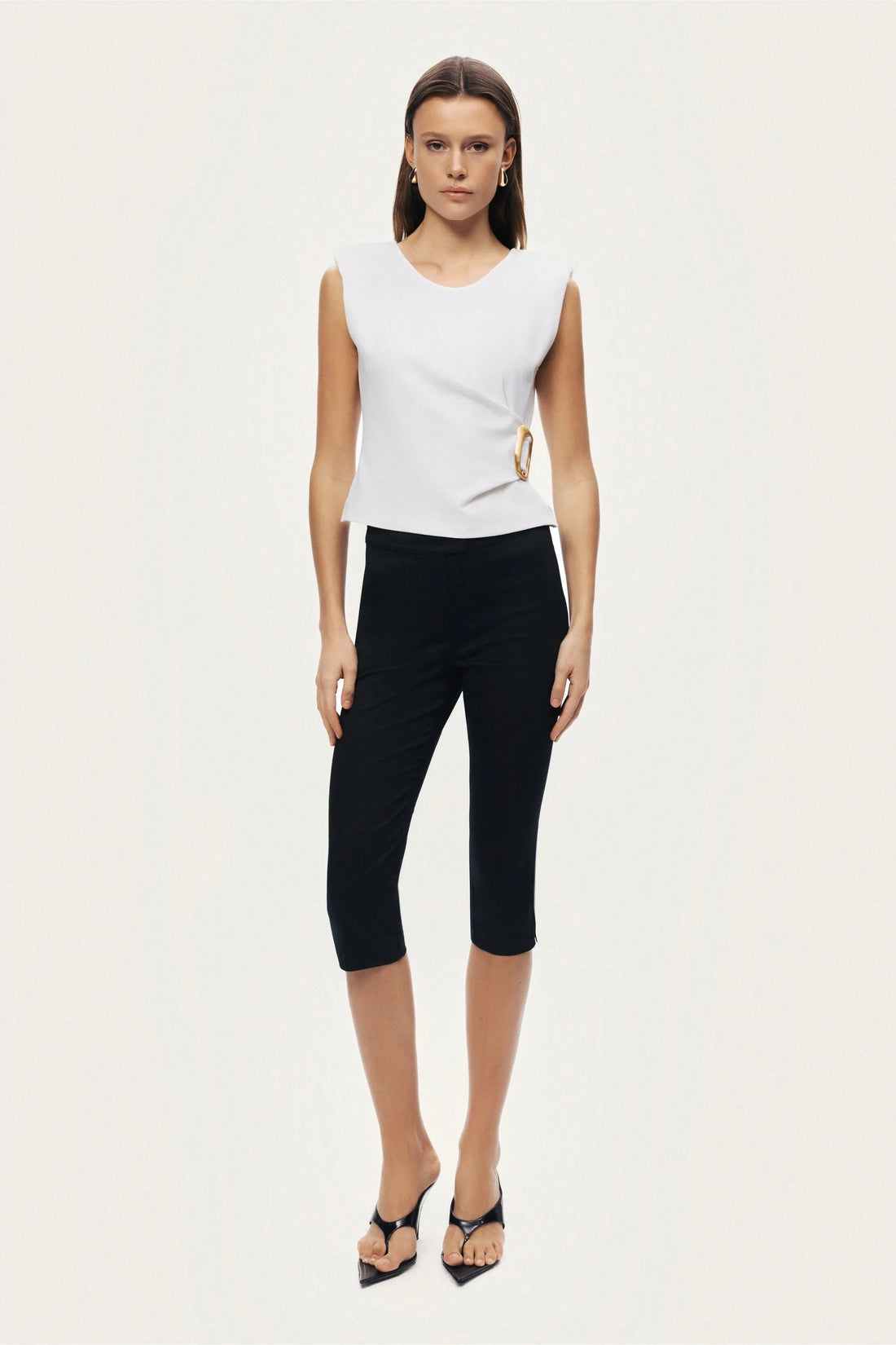 Nocturne Off-White Women Sleeveless Buckle-Detail Blouse SKU: N26YN6226_0014 Image 02