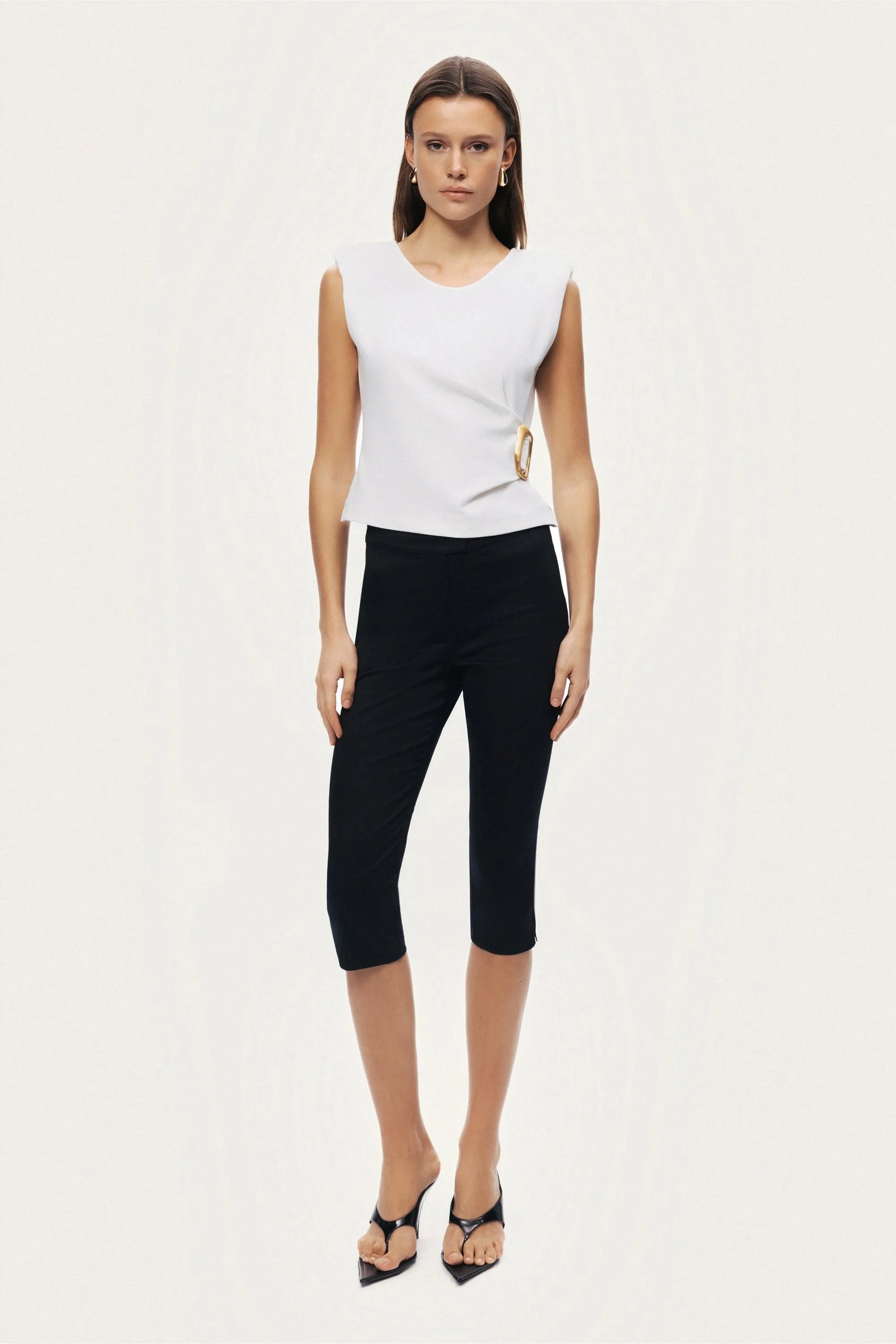 Nocturne Off-White Women Sleeveless Buckle-Detail Blouse SKU: N26YN6226_0014 Image 02
