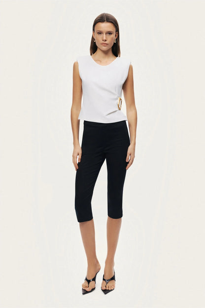 Nocturne Off-White Women Sleeveless Buckle-Detail Blouse SKU: N26YN6226_0014 Image 02