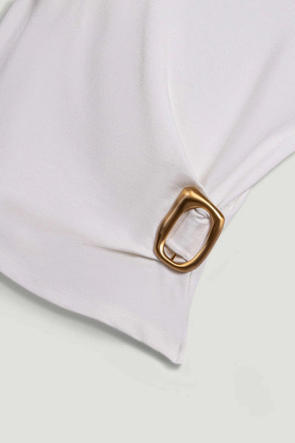 Nocturne Off-White Women Sleeveless Buckle-Detail Blouse SKU: N26YN6226_0014 Image 09