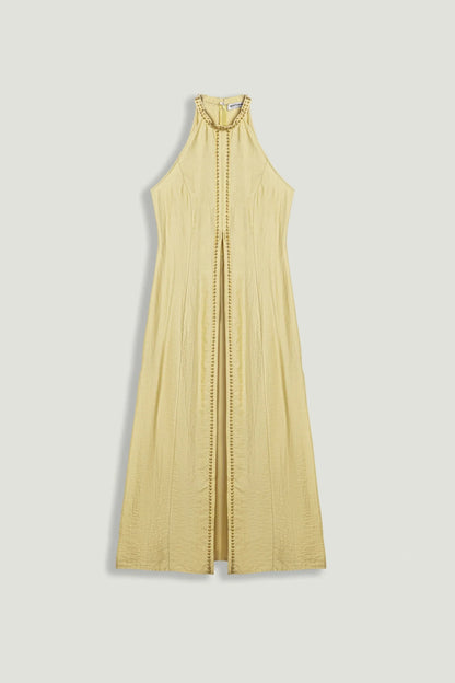 Nocturne Yellow Women Studded Halter Neck Tunic SKU: N26YN6229_0013 Image 01
