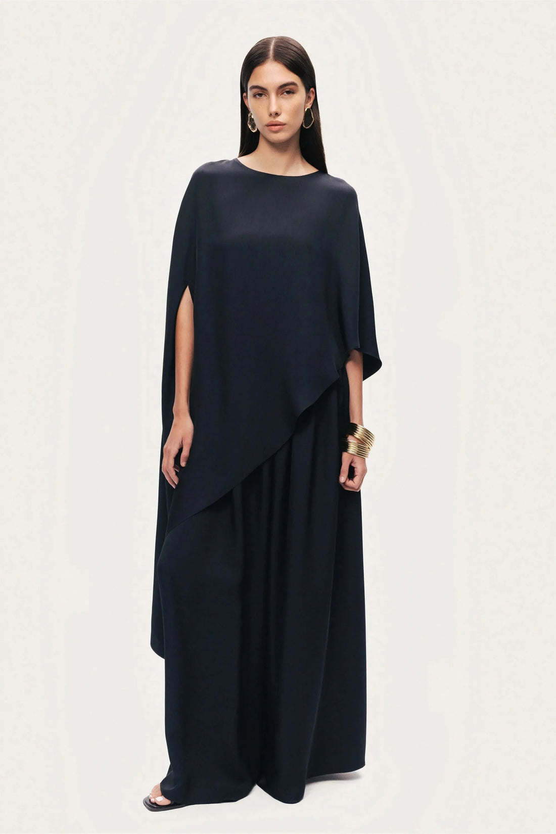 Nocturne Black Women Black Draped Cape Blouse SKU: N26YN6231_0002 Image 02