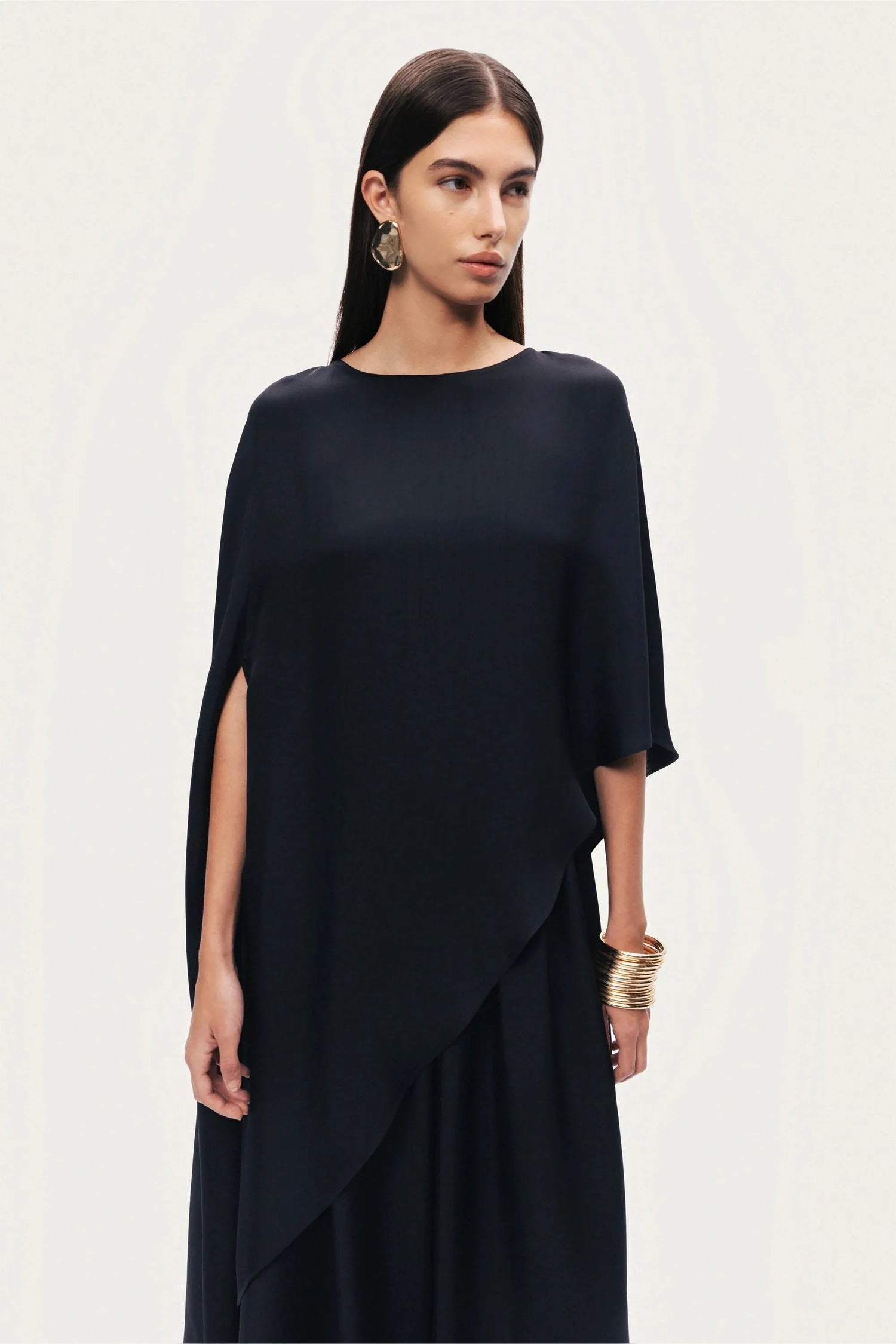 Nocturne Black Women Black Draped Cape Blouse SKU: N26YN6231_0002 Image 03