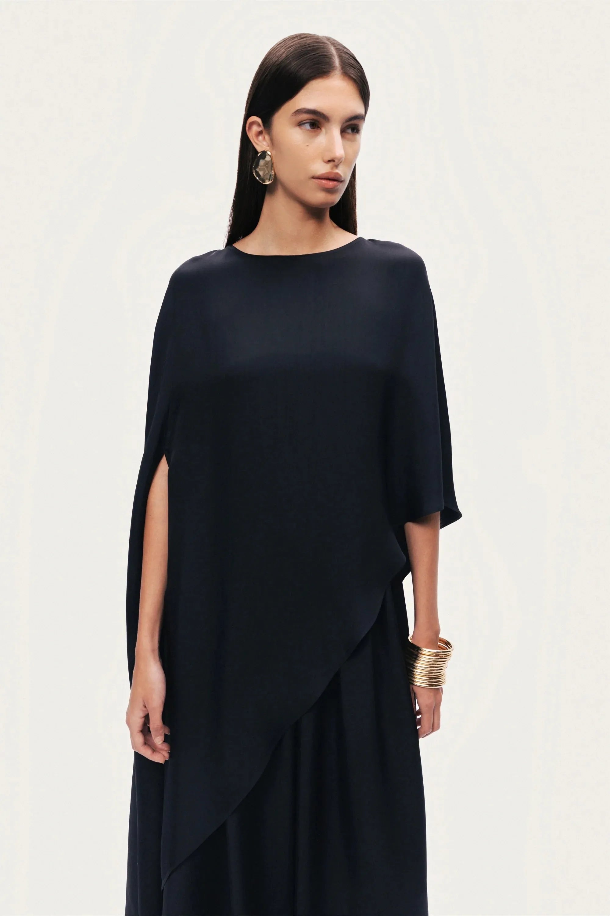 Nocturne Black Women Black Draped Cape Blouse SKU: N26YN6231_0002 Image 03