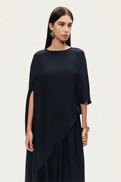 Nocturne Black Women Black Draped Cape Blouse SKU: N26YN6231_0002 Image 03