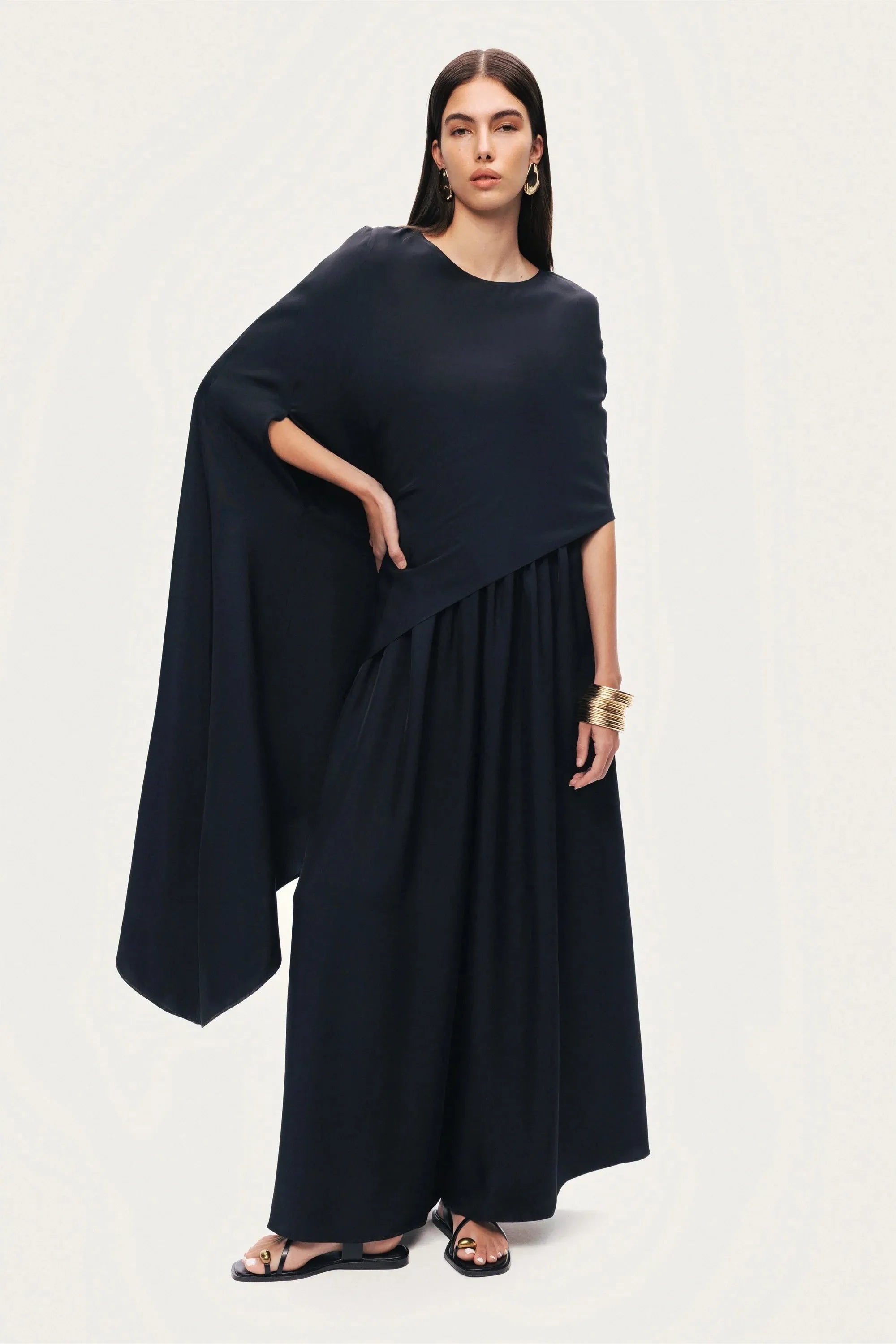 Nocturne Black Women Black Draped Cape Blouse SKU: N26YN6231_0002 Image 07