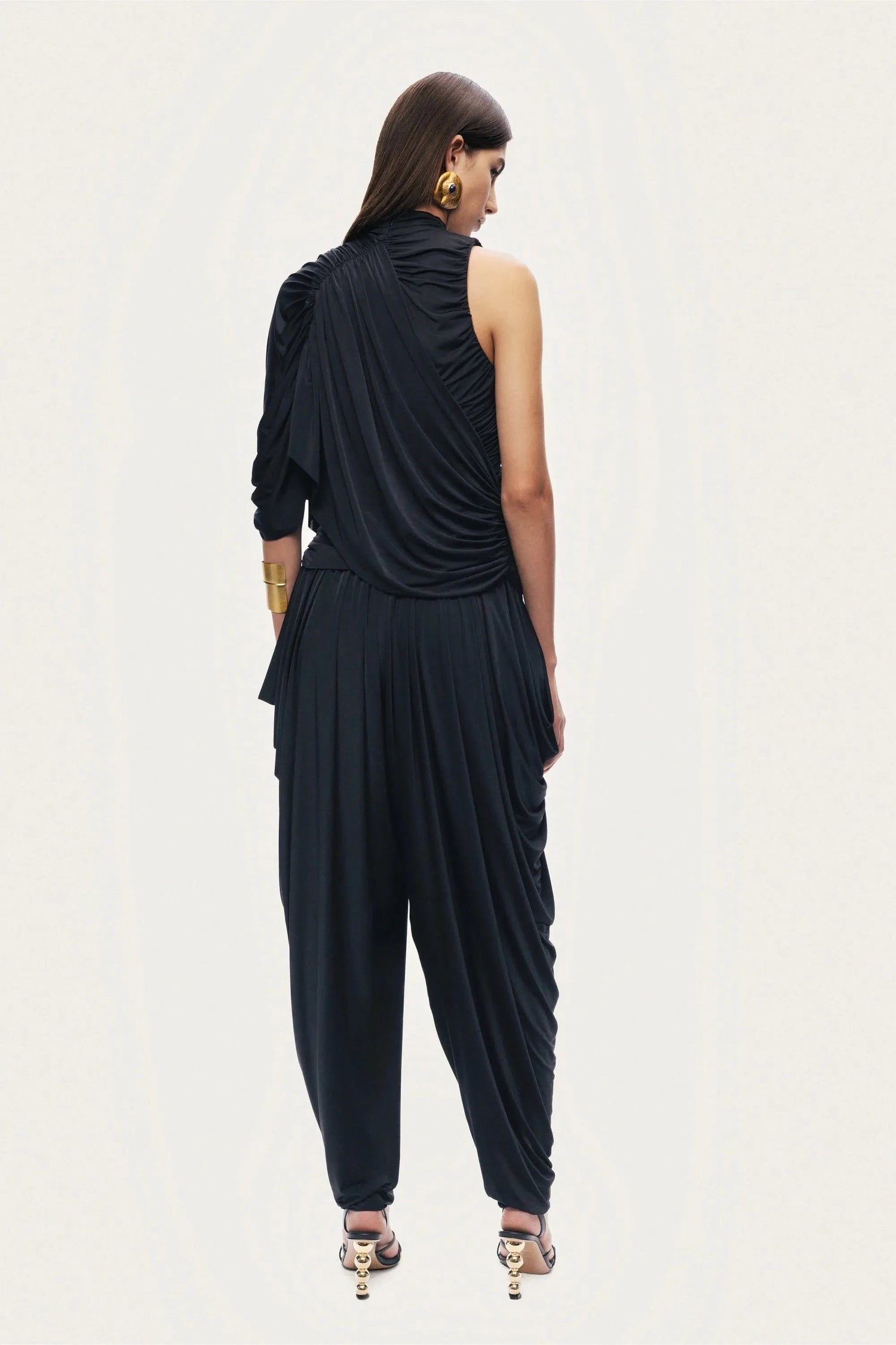 Nocturne Black Women Asymmetric Draped Blouse SKU: N26YN6248_0002 Image 04