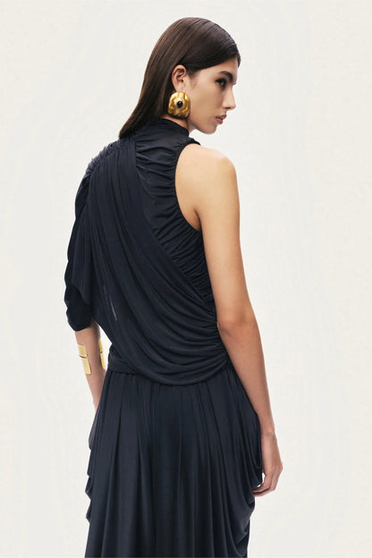 Nocturne Black Women Asymmetric Draped Blouse SKU: N26YN6248_0002 Image 05