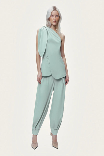 Nocturne Mint Green Women Detailed Shoulder Tie Blouse SKU: N26YN6249_0037 Image 02