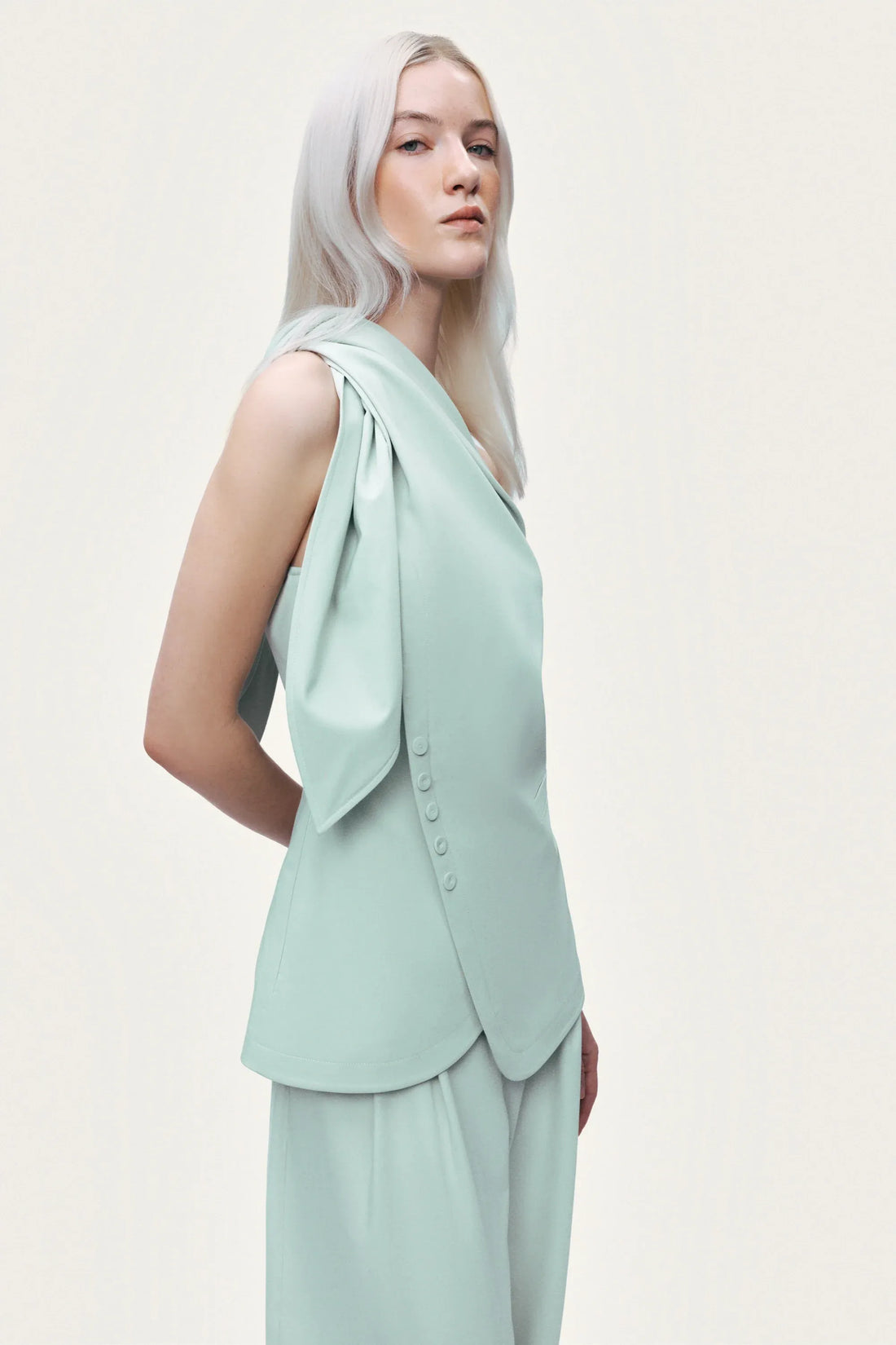 Nocturne Mint Green Women Detailed Shoulder Tie Blouse SKU: N26YN6249_0037 Image 04