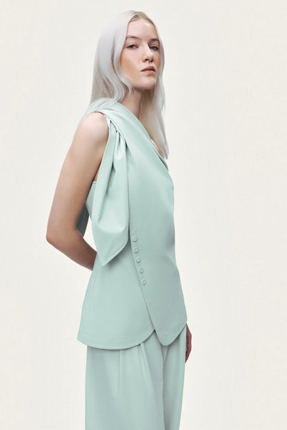 Nocturne Mint Green Women Detailed Shoulder Tie Blouse SKU: N26YN6249_0037 Image 04