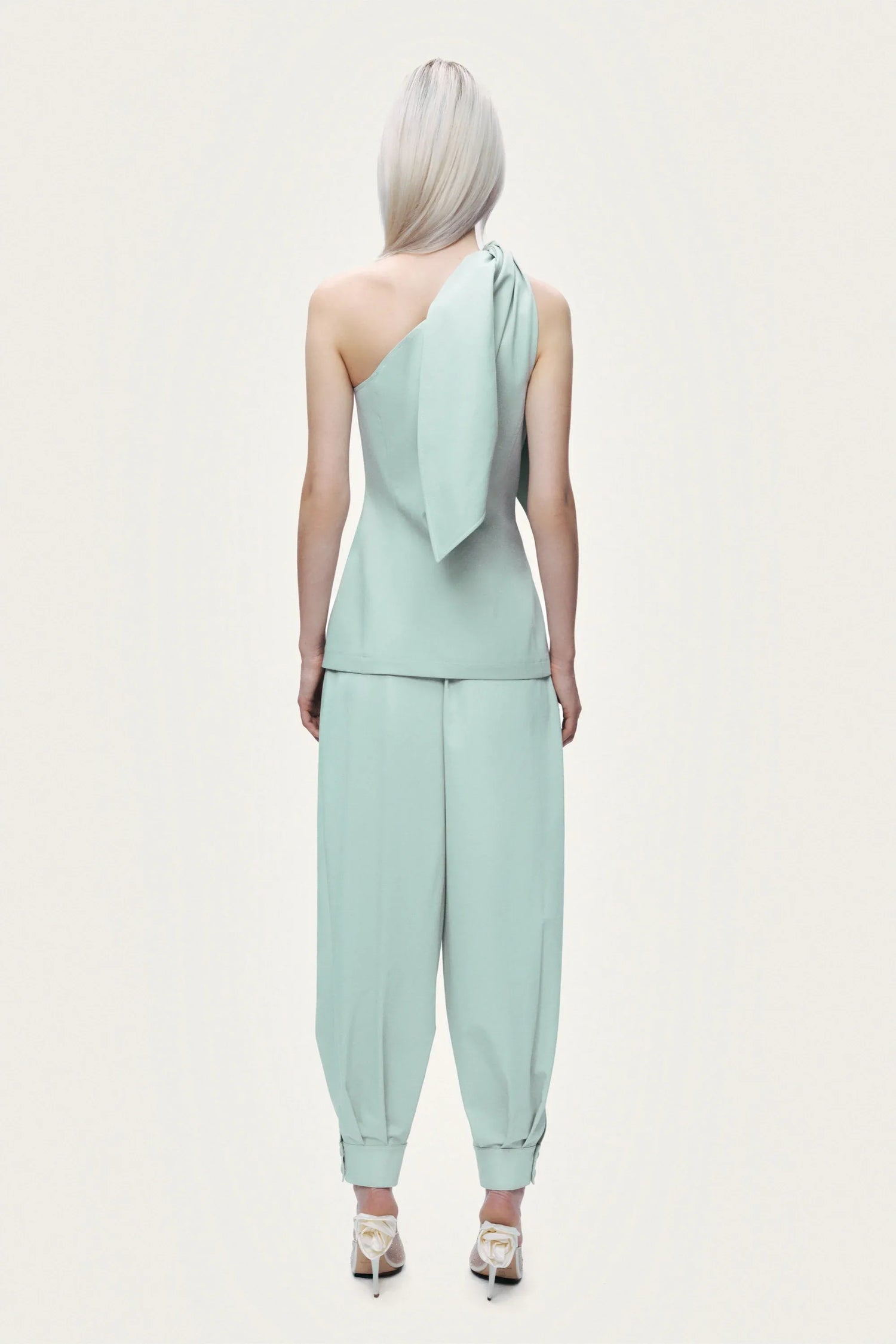 Nocturne Mint Green Women Detailed Shoulder Tie Blouse SKU: N26YN6249_0037 Image 05
