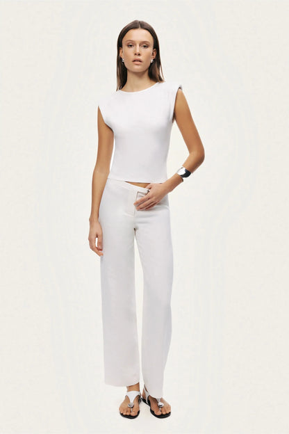 Nocturne White Women T-Shirt with Lace-Up Back Detail SKU: N26YN70083_0001 Image 02