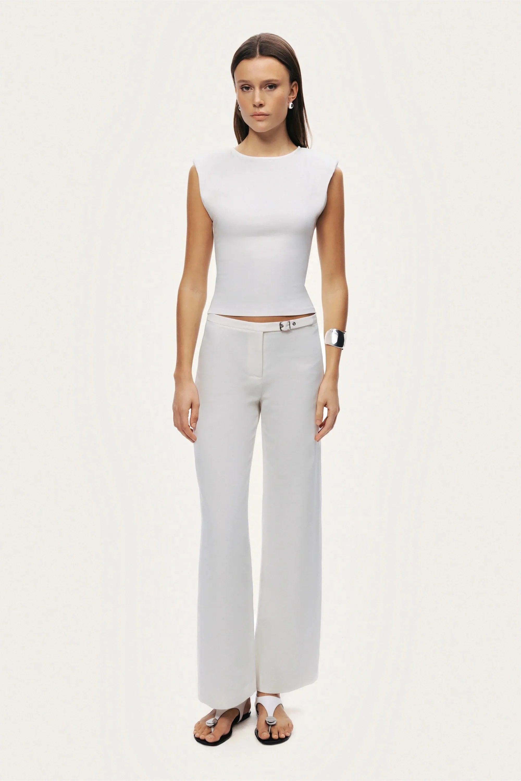 Nocturne White Women T-Shirt with Lace-Up Back Detail SKU: N26YN70083_0001 Image 03