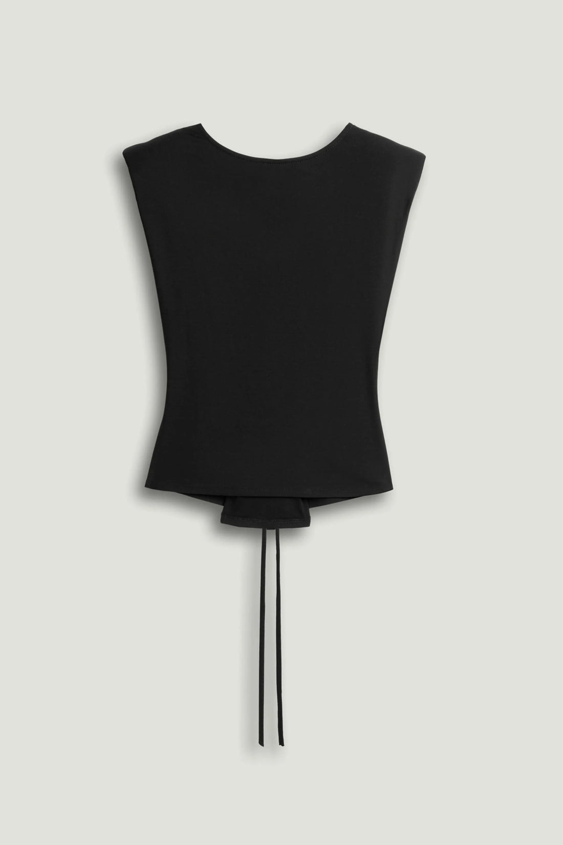 Nocturne Black Women Black T-Shirt with Lace-Up Back Detail SKU: N26YN70083_0002 Image 01