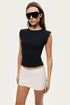 Nocturne Black Women Black T-Shirt with Lace-Up Back Detail SKU: N26YN70083_0002 Image 03