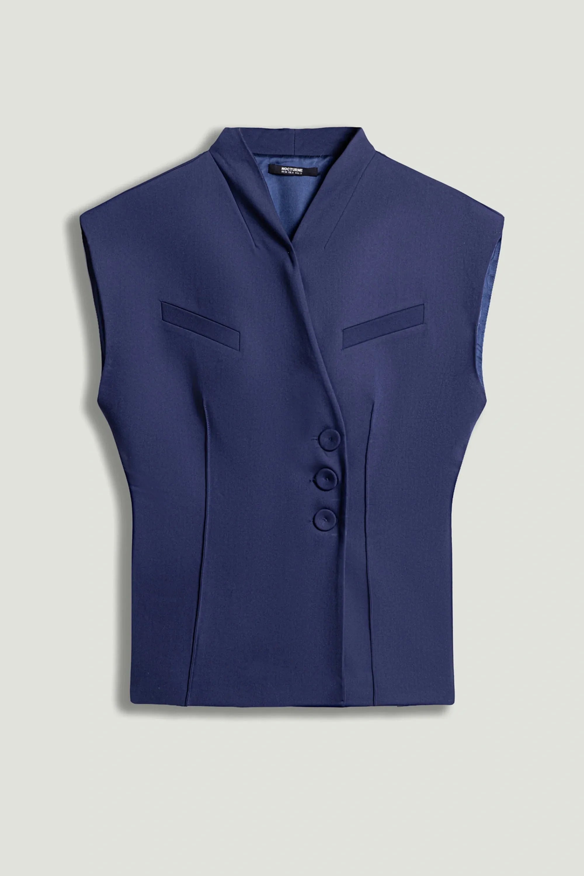 Nocturne Navy Women Tailored Sleeveless Vest SKU: N26YN7081_0009 Image 01