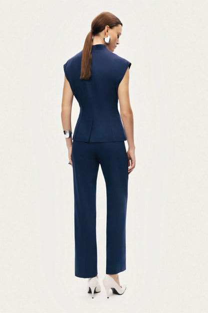 Nocturne Navy Women Tailored Sleeveless Vest SKU: N26YN7081_0009 Image 05