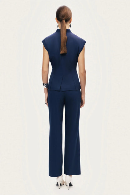 Nocturne Navy Women Tailored Sleeveless Vest SKU: N26YN7081_0009 Image 06