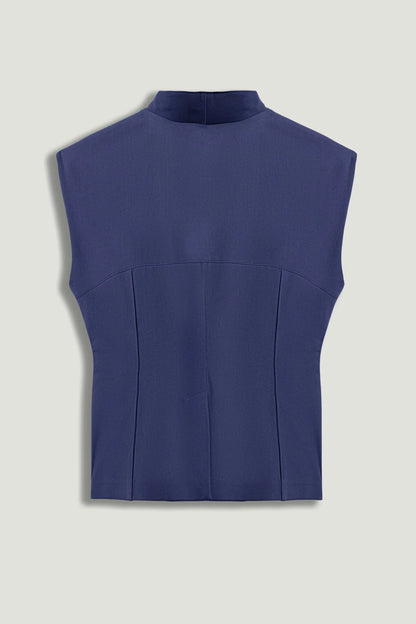 Nocturne Navy Women Tailored Sleeveless Vest SKU: N26YN7081_0009 Image 08