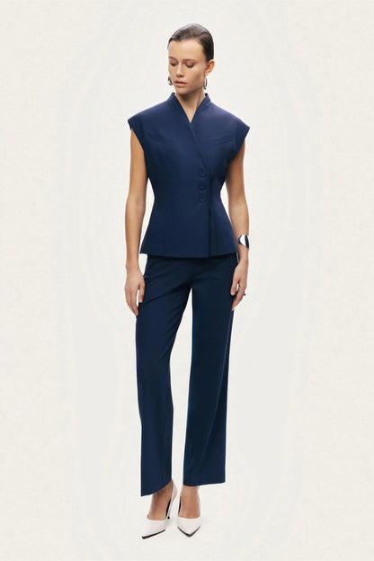 Nocturne Navy Women Tailored Sleeveless Vest SKU: N26YN7081_0009 Image 10