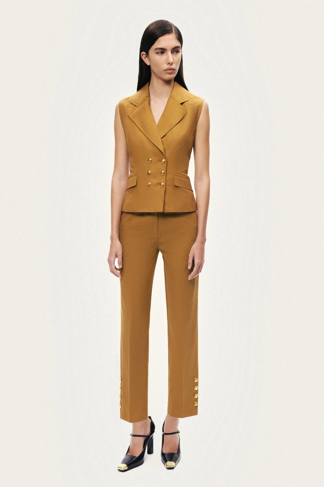 Nocturne Camel Women Tailored Double-Breasted Vest SKU: N26YN7082_0053 Image 03