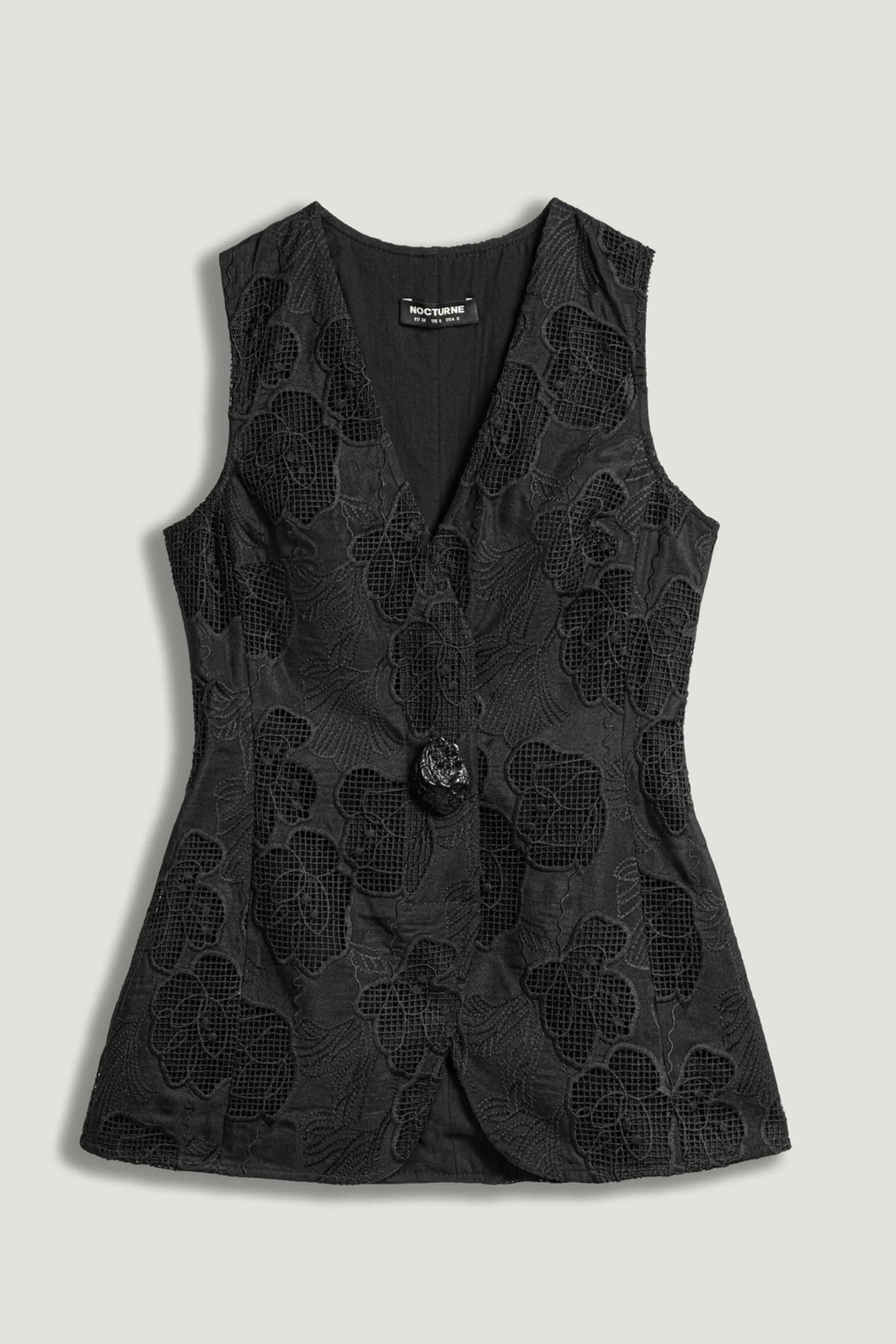 Nocturne Black Women Textured Tailored Vest SKU: N26YN7083_0002 Image 01