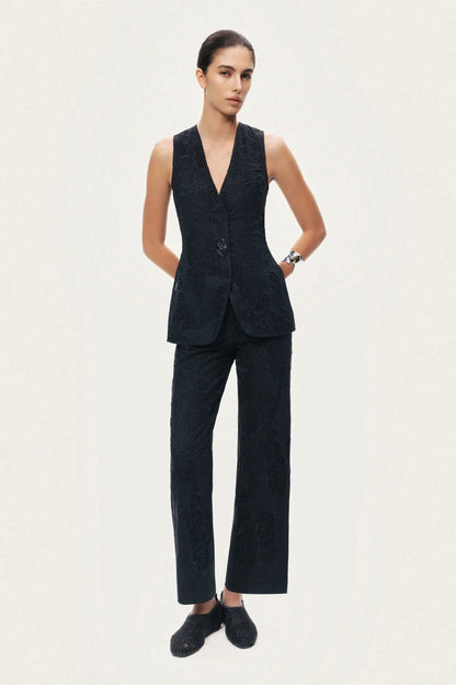 Nocturne Black Women Textured Tailored Vest SKU: N26YN7083_0002 Image 02