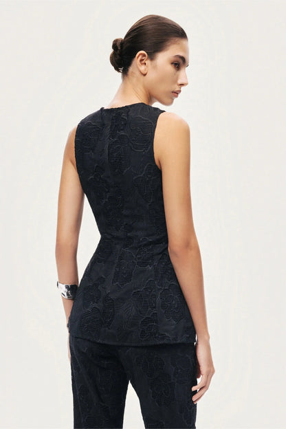 Nocturne Black Women Textured Tailored Vest SKU: N26YN7083_0002 Image 08