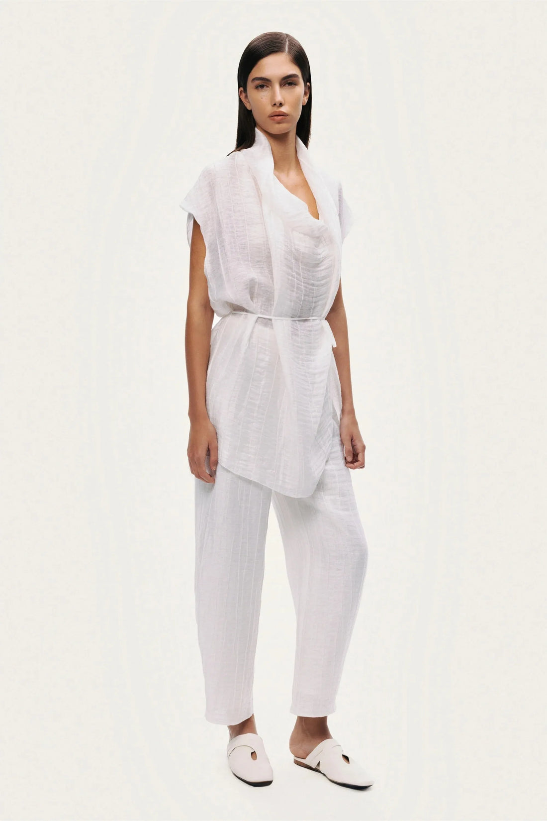 Nocturne White Women Sheer Belted Vest SKU: N26YN7084_0001 Image 03