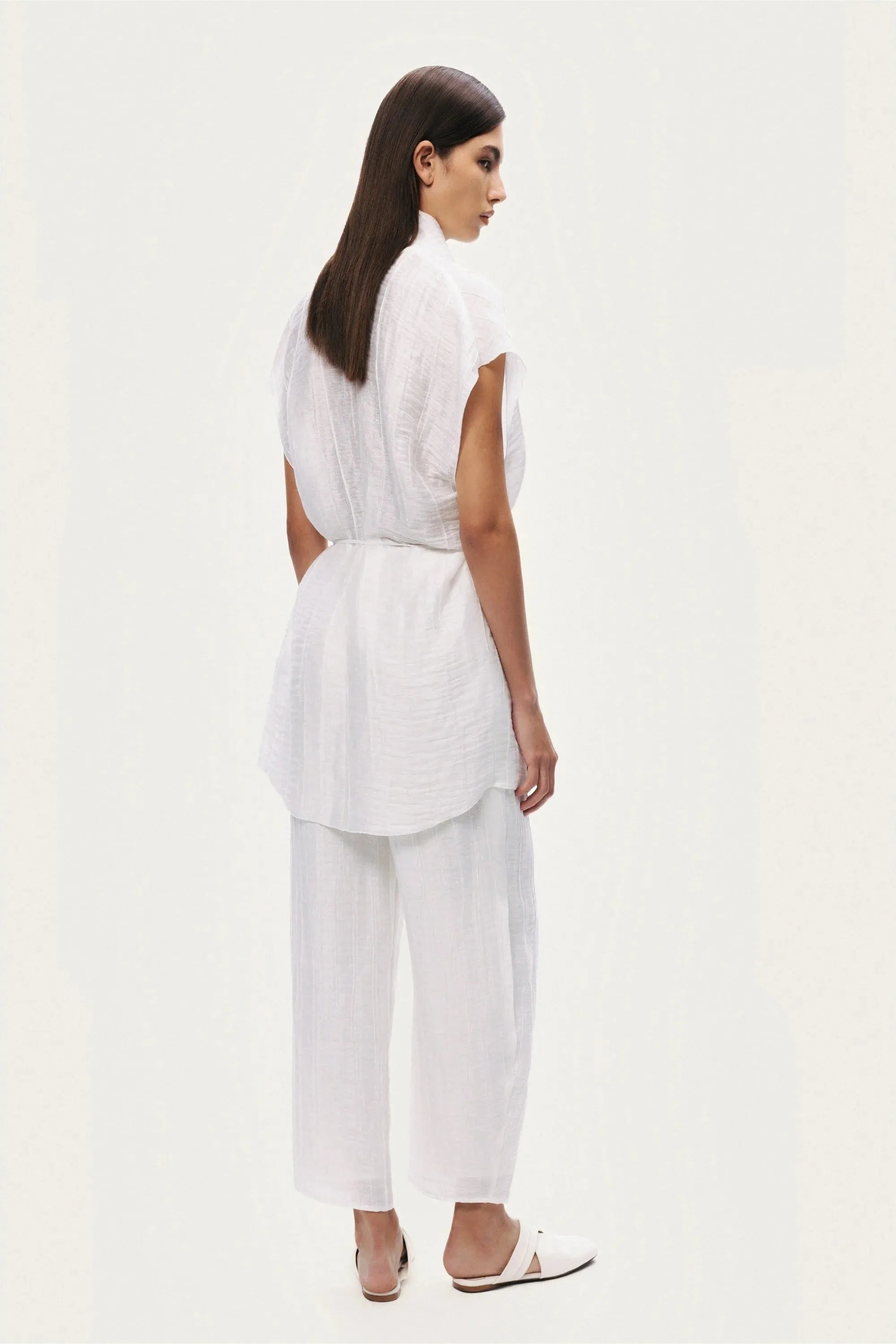 Nocturne White Women Sheer Belted Vest SKU: N26YN7084_0001 Image 06