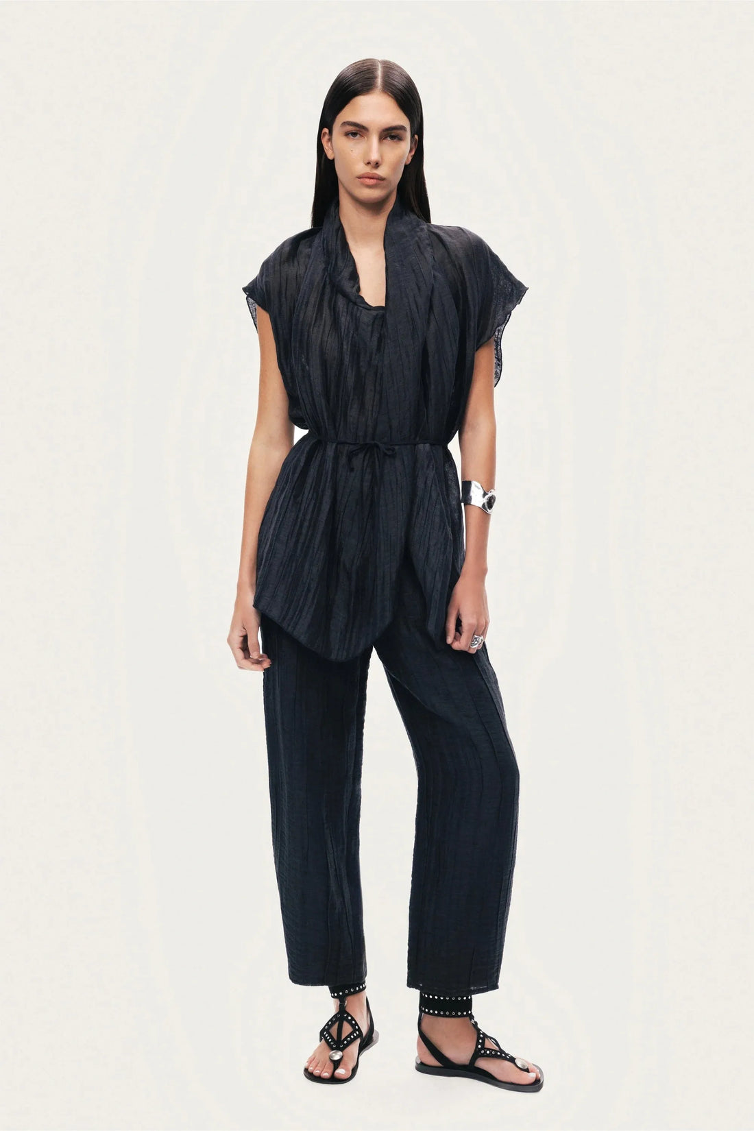 Nocturne Black Women Belted Vest SKU: N26YN7084_0002 Image 02