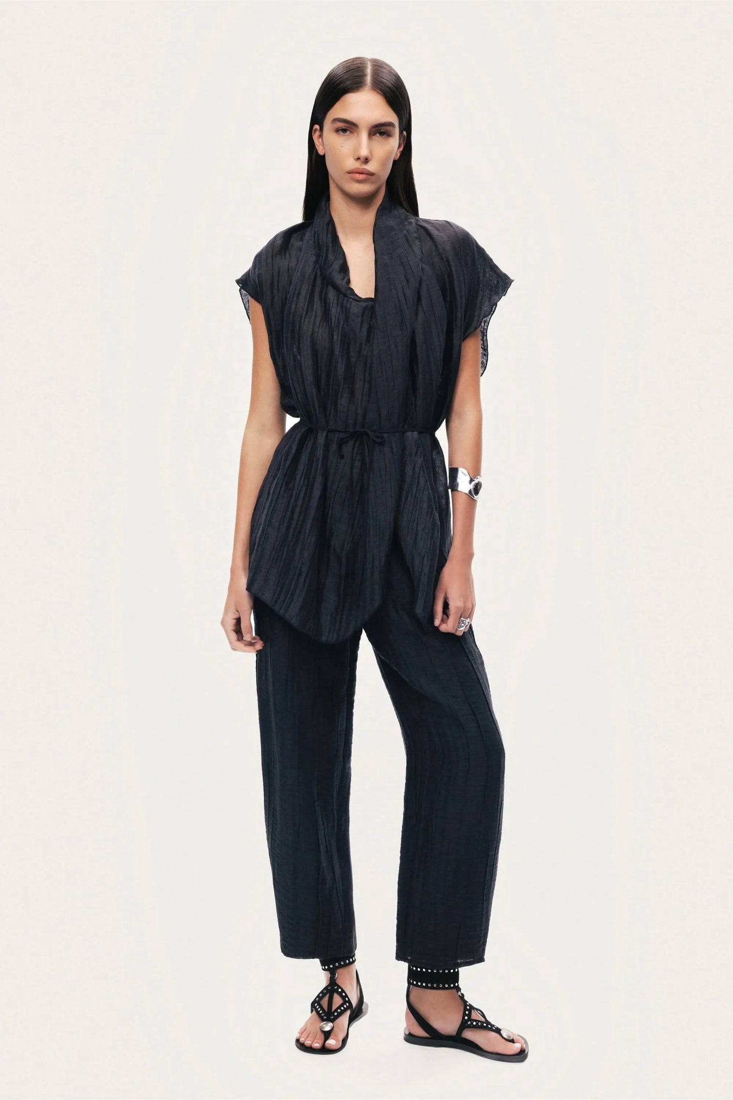 Nocturne Black Women Belted Vest SKU: N26YN7084_0002 Image 02