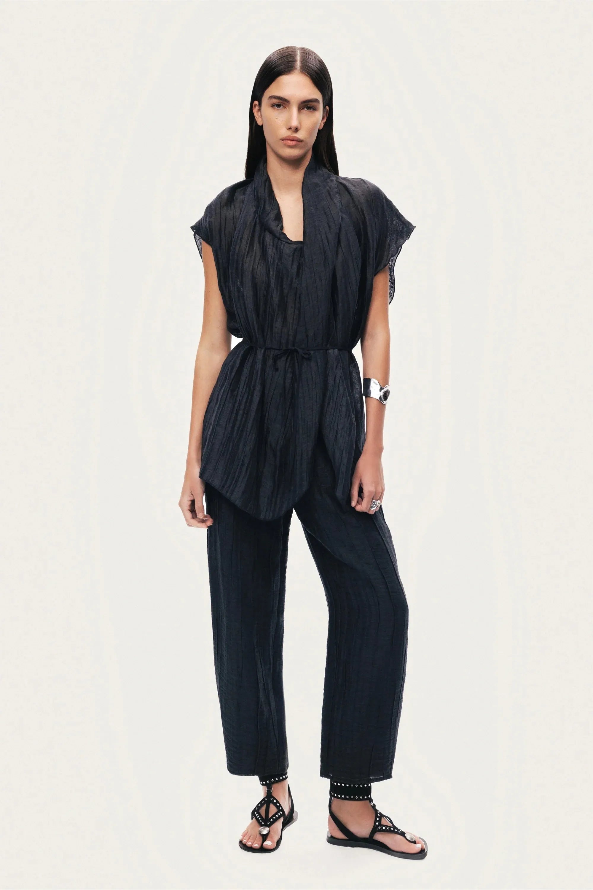 Nocturne Black Women Belted Vest SKU: N26YN7084_0002 Image 02