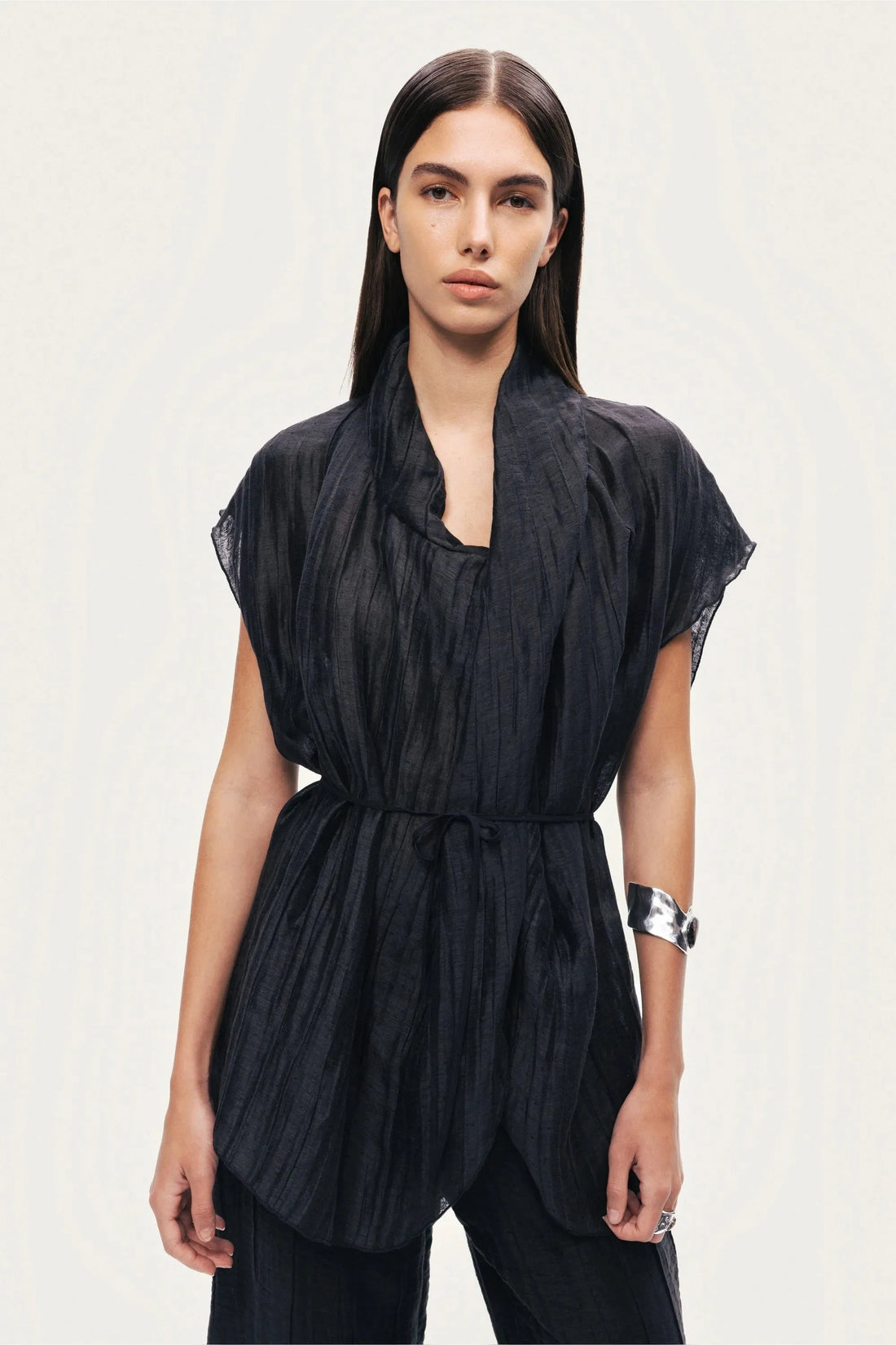 Nocturne Black Women Belted Vest SKU: N26YN7084_0002 Image 03