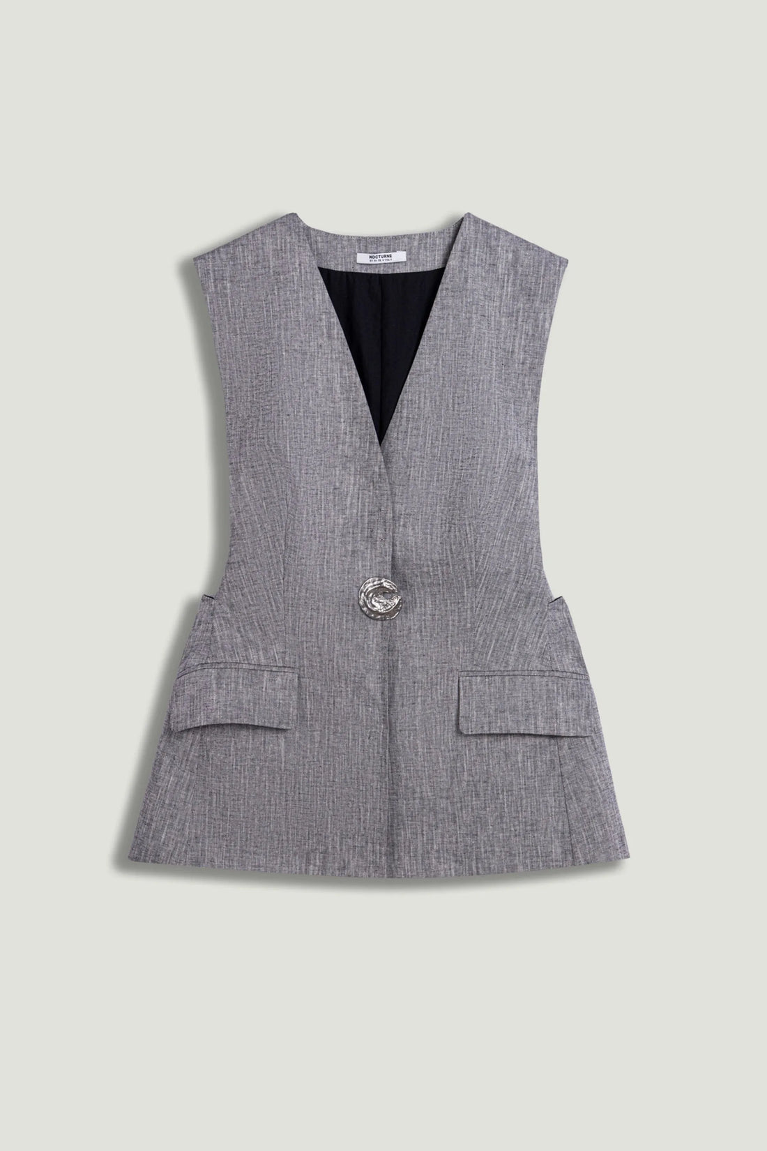 Nocturne Grey Melange Women Tailored Button-Front Vest SKU: N26YN7088_0112 Image 01