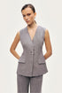 Nocturne Grey Melange Women Tailored Button-Front Vest SKU: N26YN7088_0112 Image 02