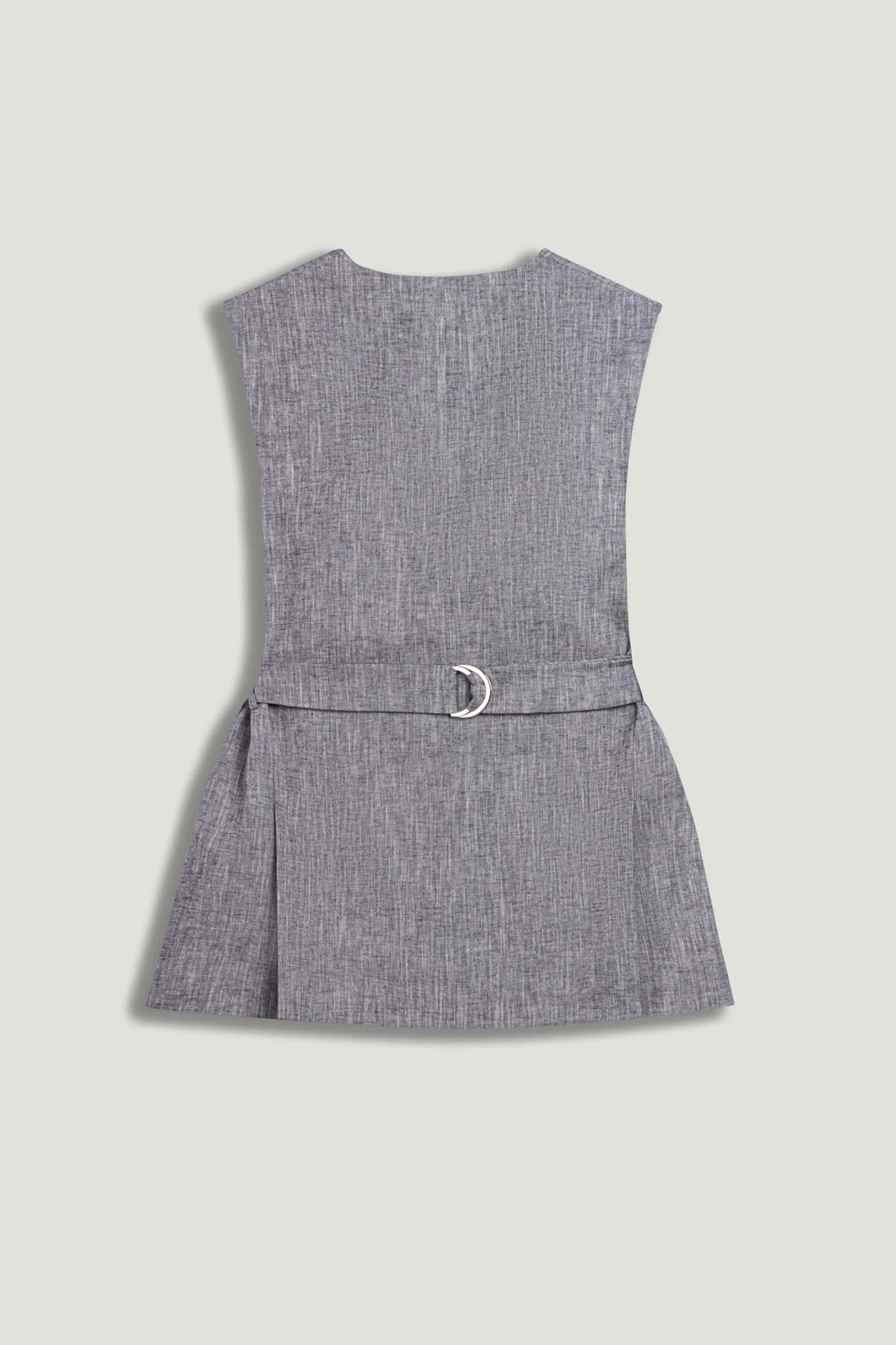 Nocturne Grey Melange Women Tailored Button-Front Vest SKU: N26YN7088_0112 Image 10