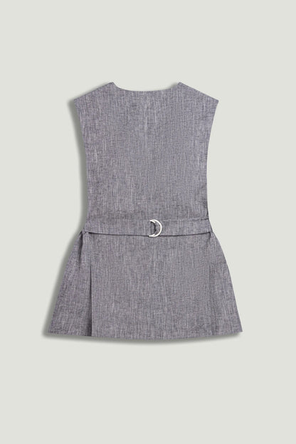Nocturne Grey Melange Women Tailored Button-Front Vest SKU: N26YN7088_0112 Image 10