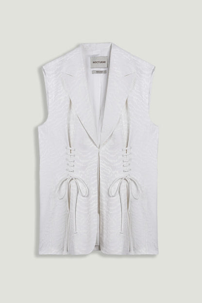Nocturne Off-White Women Lace-Up Waist Tailored Vest SKU: N26YN7089_0014 Image 01