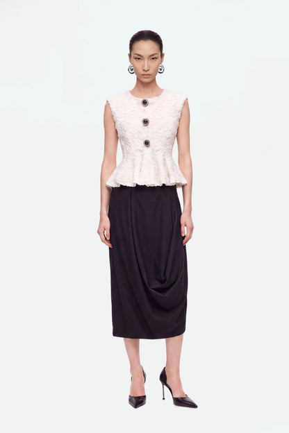 Nocturne Off-White Women Accessory Detail Crew Neck Knit Top SKU: N27KD50201_0014 Image 01