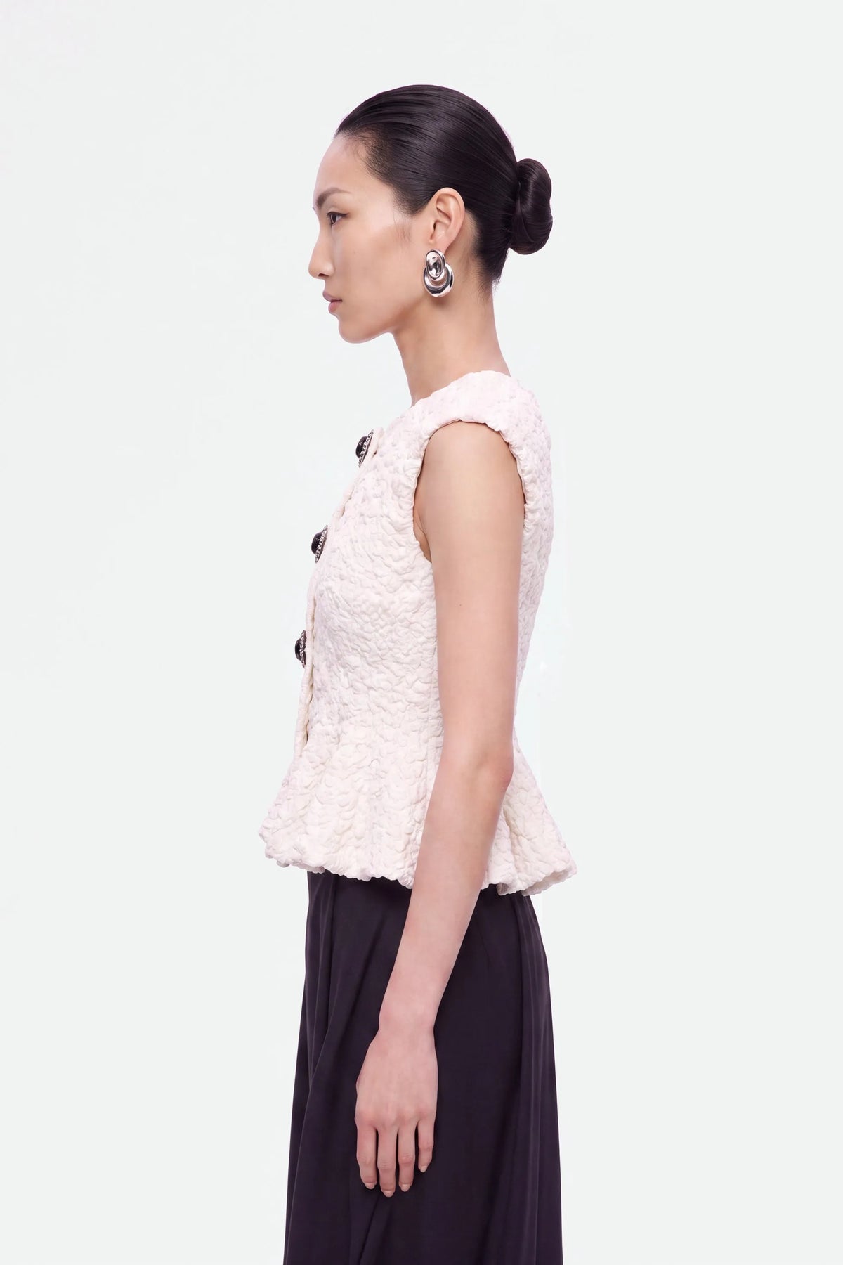 Nocturne Off-White Women Accessory Detail Crew Neck Knit Top SKU: N27KD50201_0014 Image 04