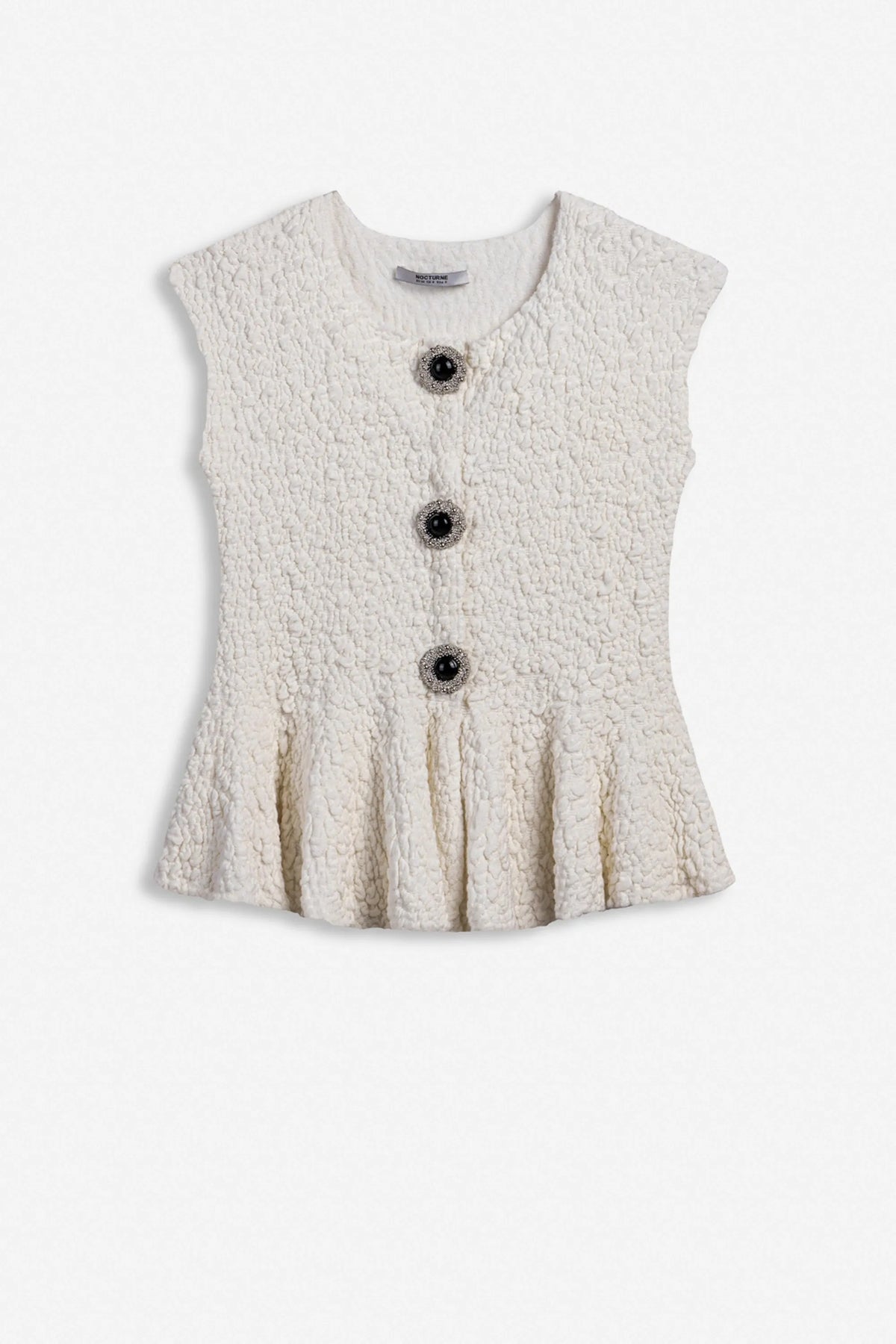 Nocturne Off-White Women Accessory Detail Crew Neck Knit Top SKU: N27KD50201_0014 Image 05