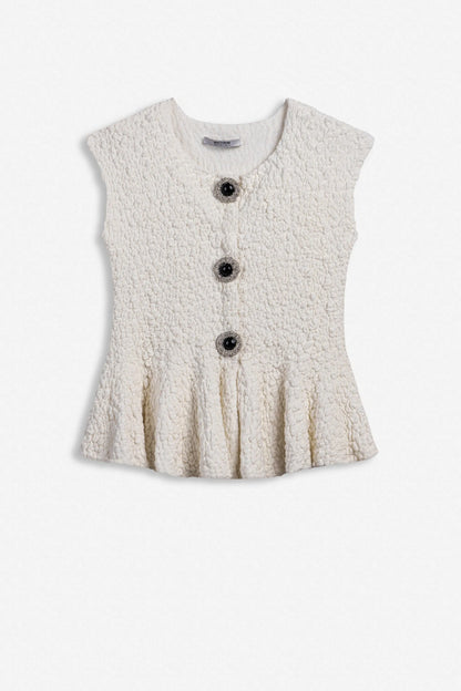 Nocturne Off-White Women Accessory Detail Crew Neck Knit Top SKU: N27KD50201_0014 Image 05