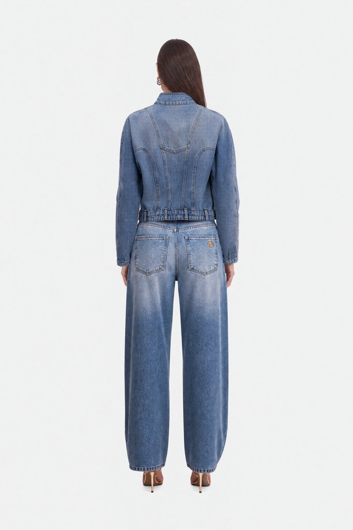 Nocturne Blue Women Stand Collar Denim Jacket SKU: N27KD5415_0011 Image 04