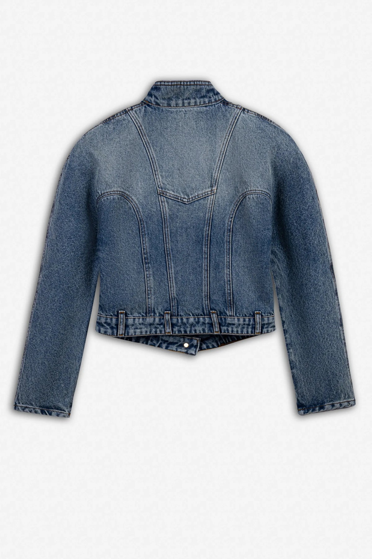 Nocturne Blue Women Stand Collar Denim Jacket SKU: N27KD5415_0011 Image 06