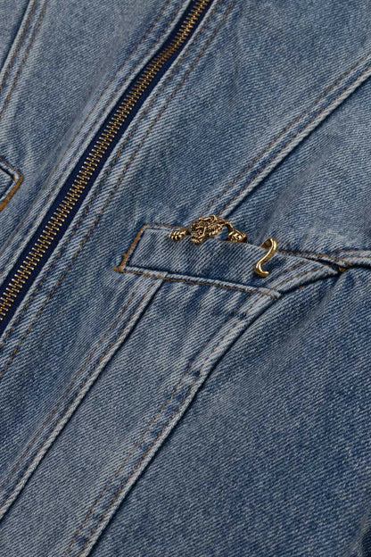 Nocturne Blue Women Stand Collar Denim Jacket SKU: N27KD5415_0011 Image 07