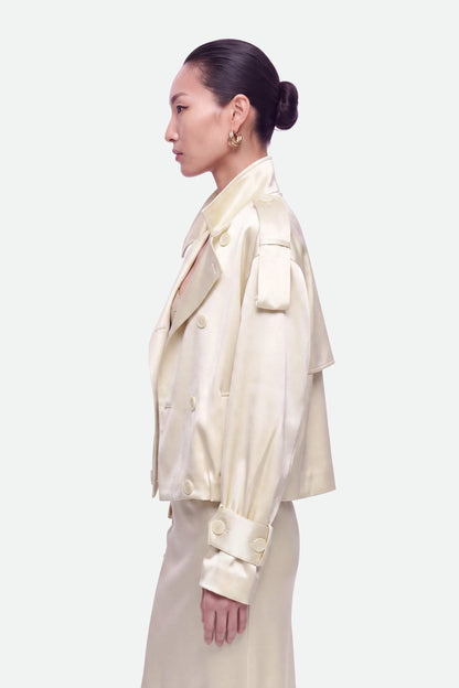 Nocturne Off-White Women Oversized Double Breasted Trench Coat SKU: N27KN11154_0014 Image 03