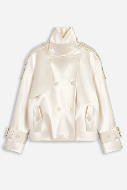 Nocturne Off-White Women Oversized Double Breasted Trench Coat SKU: N27KN11154_0014 Image 06