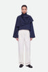 Nocturne Navy Women Shawl Detail Stand Collar Trench Coat SKU: N27KN11156_0009 Image 01